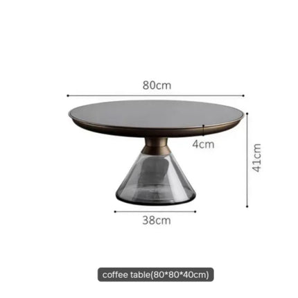 Modern Round Glass Coffee Table Tempered Glass Top Gold Base Small Living Room Side Table