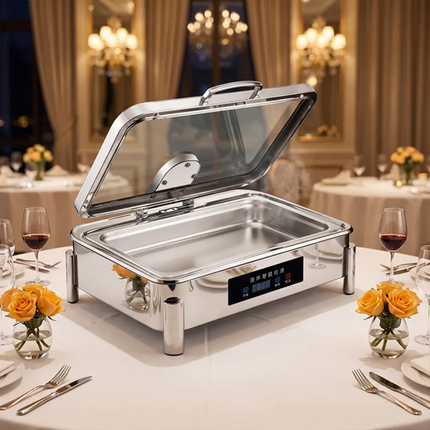 Smart Touch Control Electric Rectangular Chafing Dish Stainless Steel Catering Buffet Food Pan Warmer Buffet Stove Restaurant