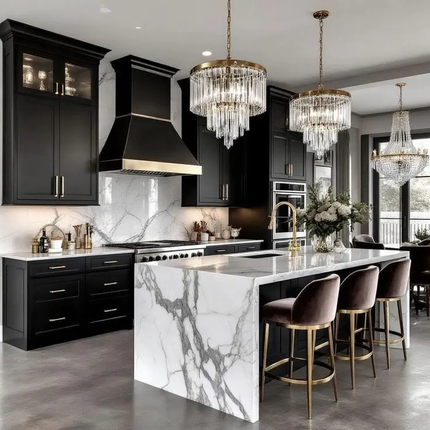 American Style Design Pine Ready to Assemble Black Kitchen Cabinet