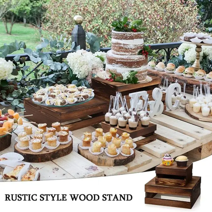 Wooden Paper Cupcake Display Rack Decoration Dessert Appetizer Cake Rack Stand Wooden Box Country Cake Stand For Storing Party