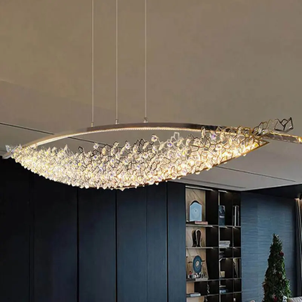 New Crystal Chandelier for Dining Room Island Counter Luxury Creative Villa Bar Counter Pendant Lamp Light