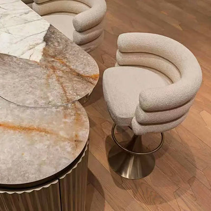 Beige Modern Swivel Bar Stool with Metal Base-Commercial Kitchen & Restaurant Use