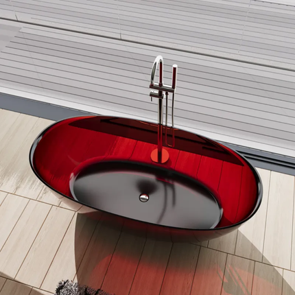 Deep Crimson Transparent Resin Bath Italian Design Stylish Comfortable Space Masterpiece