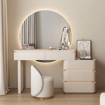 New Luxury Integrated Makeup Table Storage Cabinet Modern Design Extendable LED Lighted Bedroom Pine Wood MDF Panel