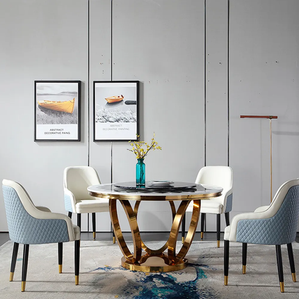 Dining Room Furniture Luxury Round Marble Dining Table Stainless Steel Modern Dining Table Set 6 Seater Dining Tables For Home