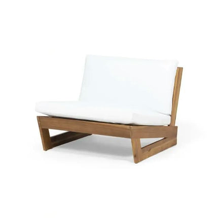 Modern Teak Outdoor Sofa Set with Durable Wood Frames Weather-Resistant Cushions for Parks Patios Balconies (4 Seating Capacity)