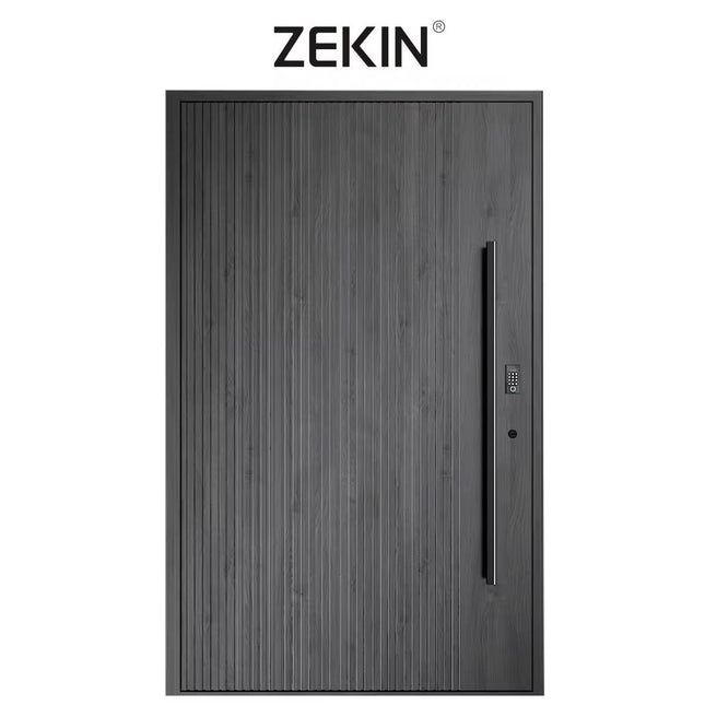 Customized Main Slab Wood Door For Houses Cast Aluminum Solid Wooden Doors Exterior Luxury Villa House Front Entry Doors