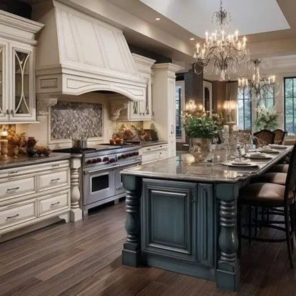 Custom Vintage Carved Luxury Classic Solid Wood Eco-Friendly White Kitchen Cabinet Set Faucet Hinge Grey Island Glass Storage