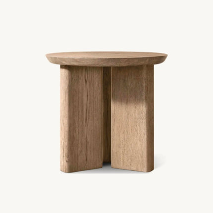 OEM Contemporary Sculpture Curves Design European Knotty Oak Handcrafted Bora Round Side Table