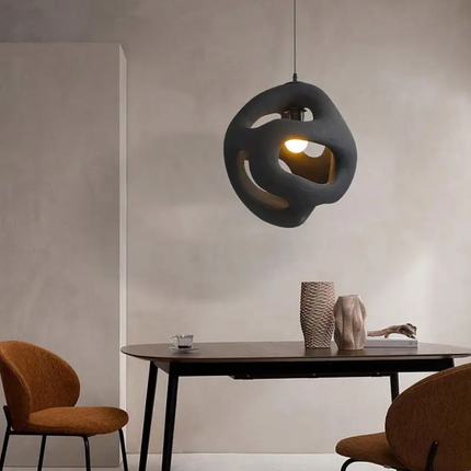 Adjustable Height Modern Indoor Oval Small Wabi Sabi Style Japanese Chandelier Hollow Design Loft Bar Counter Bedside Pendant