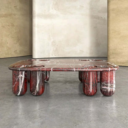Rosso levanto marble coffee table Italian vintage style natural Stone table for living room