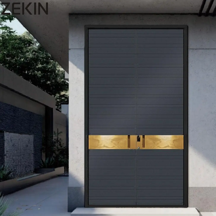 ZEKIN Modern Custom Design Villa Apartment Luxury Entrance Exterior Pivot Door Aluminum With Smart Lock Security Entry Door