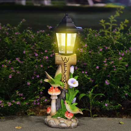 Resin Solar Hummingbird Garden Decorations Modern Outdoor Lawn & Porch Ornaments