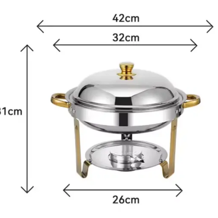 5.5L Gold Stainless Steel Round Food Warmer Buffet Set Food Warner Buffet Chafer Chafing Dish For Hotel Catering