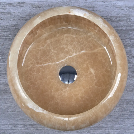 Size And Shape Can Be Customizable Luxury Natural Yellow Onyx Round Vessel Sink Wash Basin Bowl