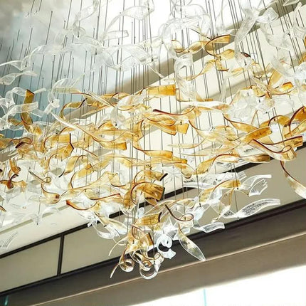 Free Design Custom Chandelier Manufacturer Flexible Art Glass Fish Chandelier