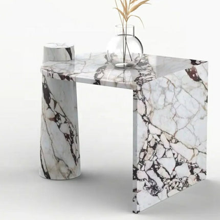 Custom Side Table Marble, Modern Calacatta Viola Furniture Decor Couch Sofa Marble Side Tables For Living Room Luxury