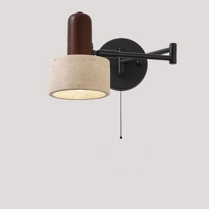 2026 Wabi Sabi Style Swing Arm Bedroom Bedside Wall Lamp Medieval Reading Rotatable and movable Telescopic Swing Arm Lamp