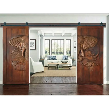 Safety Single Carved Elephant Appearance Interior Solid Wood Door Design
