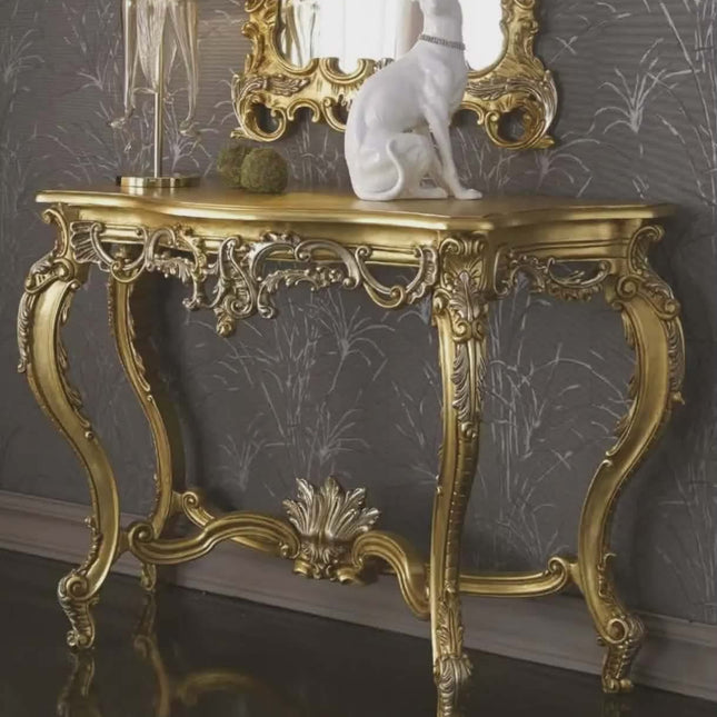 Royal Classic Solid Wood Gold Console Table European Entryway Table