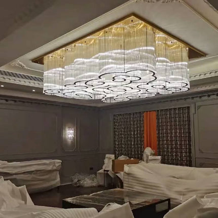 High Ceiling Project Indoor Decorative Hotel Lobby Banquet Hall Modern Luxury Crystal LED Chandelier Customized Lighting