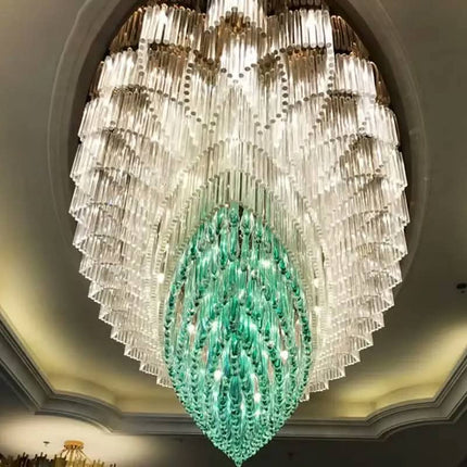 Custom Chandelier Modern Luxury Decoration Ceiling Lamp Hotel Lobby Wedding Banquet Large Oval Crystal Glass For High Ceiling