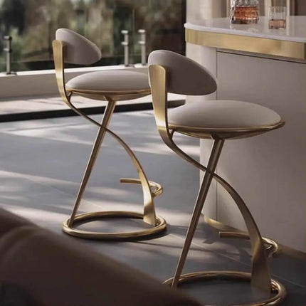 Home bar Chair Stainless Steel High Footrest with Cushion Soft Leather Chair
