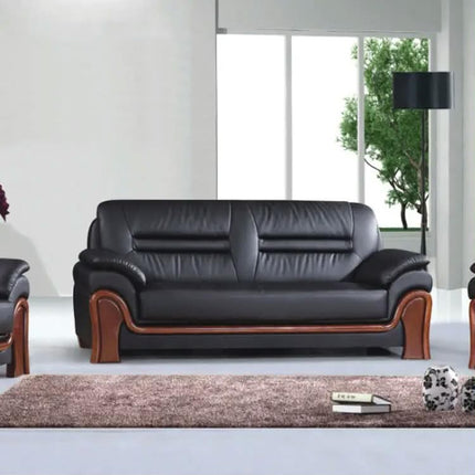Executive Office Sofa Set PU Leather Wood Frame Traditional Design For Government Reception
