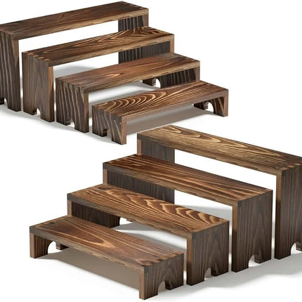 Spacious Sturdy Timber Layered Display Rack Snack Showcase Shelf For Household Dining Room With Practical Tableware