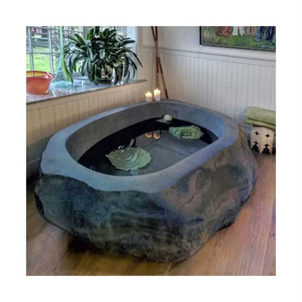 Custom Hand Carved Large Black Solid Stone Marble Bathtub Freestanding Statue Sculpture