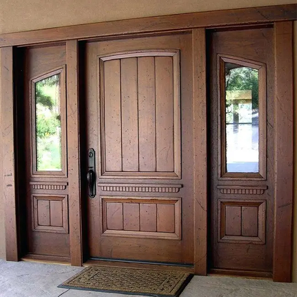 Luxury Superior Quality Sidelight Front Entrance Solid Wood Door Exterior Timber Wood Door