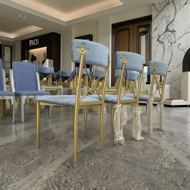 Durable Modern Gold Fabric Dining Table Chairs Wholesaler Rental Event Furniture