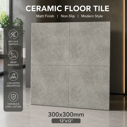 3D Cement Wall Tiles 30x30 Ceramic Floor Tile for Interior For Bathroom Kitchen Garage Balcony Hotel-Accent Tiles