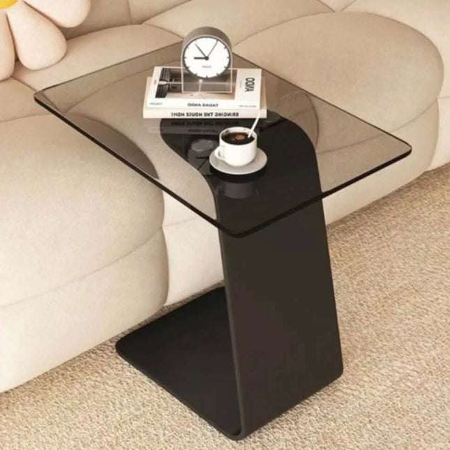 Nordic Style Modern Living Room Sofa Small Coffee Table Hardened Tempered Glass C-Shaped Integrated Carbon Steel Home Furniture