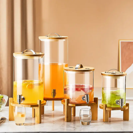 Traditional Style Heat Resistant Borosilicate Glass Juice Dispenser With Spigot For Beverages & Drinks 3L 5L 8L 11L