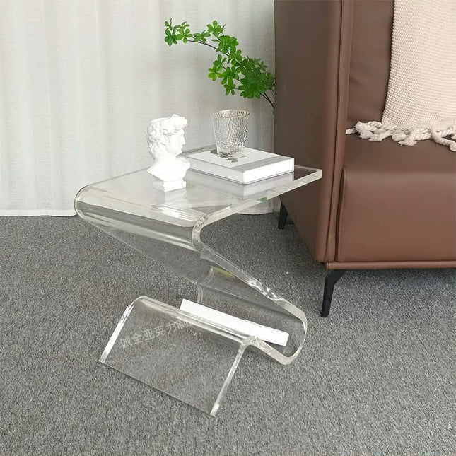 Modern Minimalist Z-Shaped Acrylic Sofa Side Table Convenient Storage Household Furniture