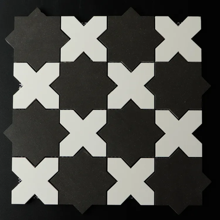 Black and White 30x30cm Bathroom Kitchen Backsplash Porcelain Mosaic Tile