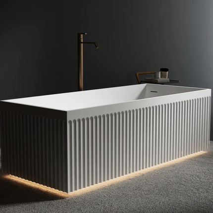 Freestanding Artificial Stone Bathtub Portable Soaking Solid Surface Acrylic Tub