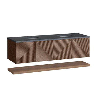 Stylish Custom Wall‑Mounted Solid Wood Bathroom Vanity With Smooth Pull‑Out Drawers and Spacious Storage Shelf.