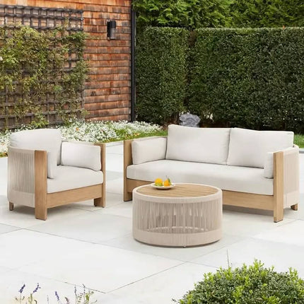 Outdoor Teak Rattan Wicker Set Anti-corrision Waterproof Durable Furniture For Hotel Villa Garden Modern Design Distressed