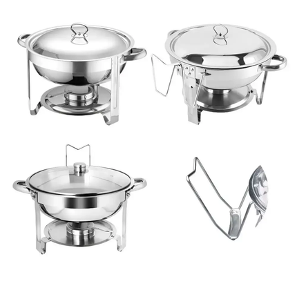 High Quality 7-Piece Stainless Steel Silver Food Warmer Set Alcohol Candle Burner 9L Capacity A Energy Efficiency 60-80c