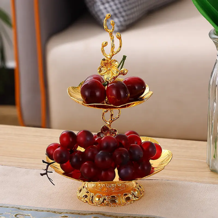 Nordic Style Double Layer Fruit Tray Creative Candy Rack Golden Cake Stand For Home