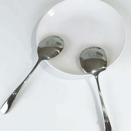Stainless Steel Spoon Thickened Serving Spoon High Mirror Polish Beads Prevent Falling for Hotel Restaurant Buffet