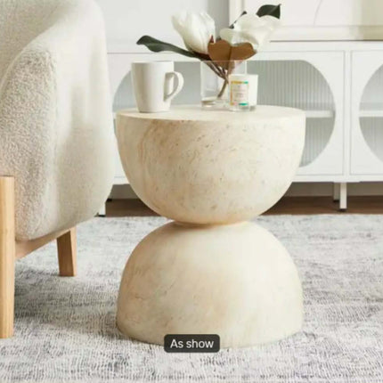 Modern Minimalist Wabi Sabi Natural Beige Travertine Stone Double Dome Marble Side Table