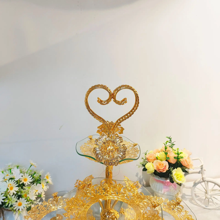 European -Style Round Glass Serving Fruit & Snack For Home Hotel KTV Business Gift-Ornament With Dried Fruits