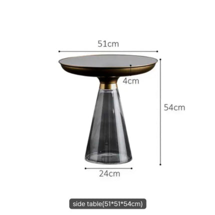 Modern Round Glass Coffee Table Tempered Glass Top Gold Base Small Living Room Side Table