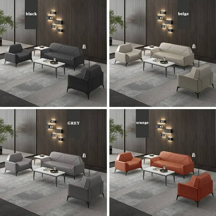 Modern Minimalist Comfortable Leather Modular Three Seat Office Sofa Commercial Hotel Apartment Living Room Home Office Dining