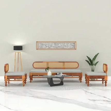 Customized Modern Luxury Solid Sheesham Wooden Corner Sofa Set Storage for Living Room Villa Warehouse High Quality Furniture