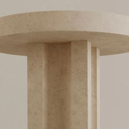 Dream House Artistic Sculpture Side Table Natural Travertine Round Top With Fluted Column And Spheres Home Decor Table