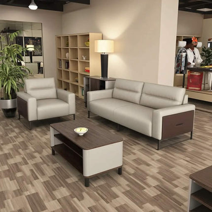 Modern Nordic Leather Office Sofa Set Modular European Style Workshops Home Commercial Reception Sofa